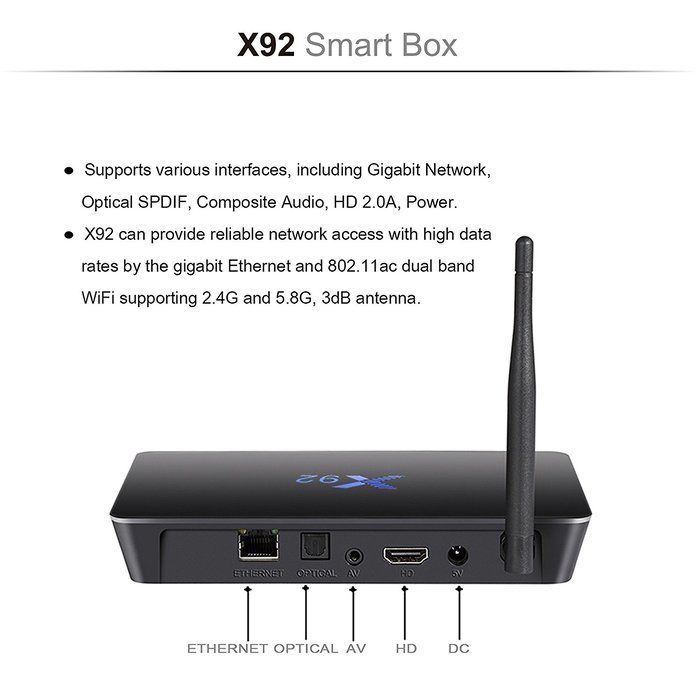 KOLOF X92 OTT Android 6.0 TV Box Amlogic S912 Octa Core KODI 16.1 2G 16G Streaming Media Player N3