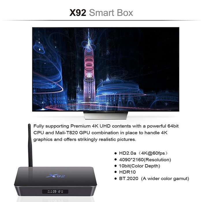 KOLOF X92 OTT Android 6.0 TV Box Amlogic S912 Octa Core KODI 16.1 2G 16G Streaming Media Player N4