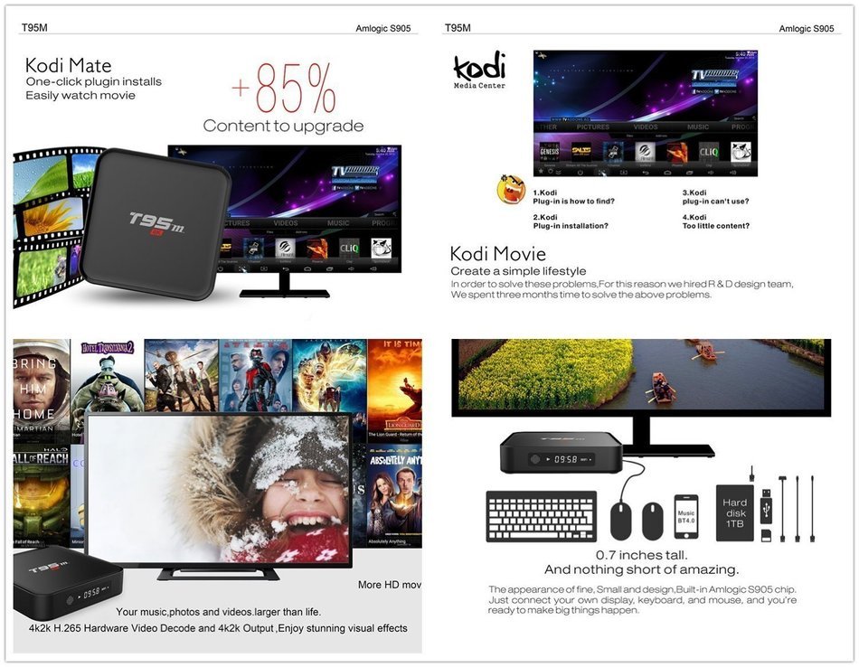 [Latest Version] HONGYU&reg; T95M 2GB+8GB Android TV BOX Kodi Pre installed Amlogic S905 Quad-core cortex-A53 Android... N7