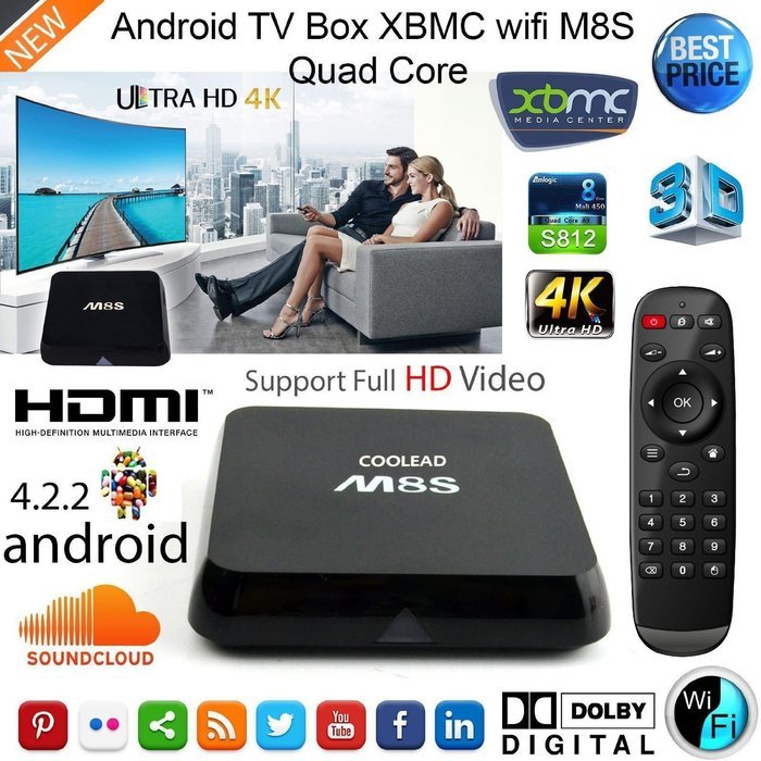 [Free Wireless Mini keyboard]COOLEAD M8S TV Box Amlogic S812 Quad Core Fully loaded Add-ons with KODI Cloud TV... N9