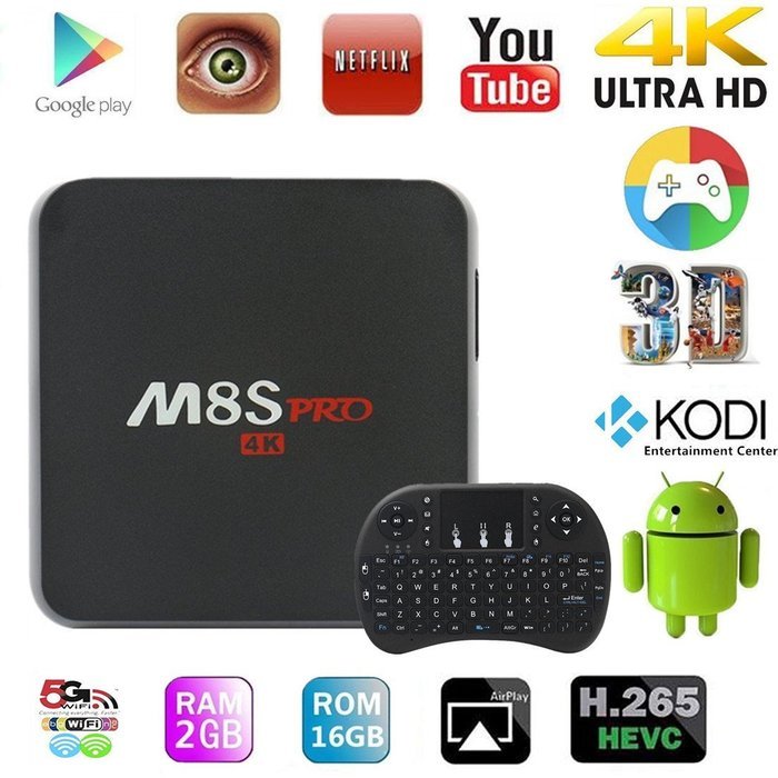 [Free Wireless Mini Keyboard] WIIKEE M8S Pro Amlogic S812 Pre-installed Fully Loaded Add-ons KODI Showbox Android...