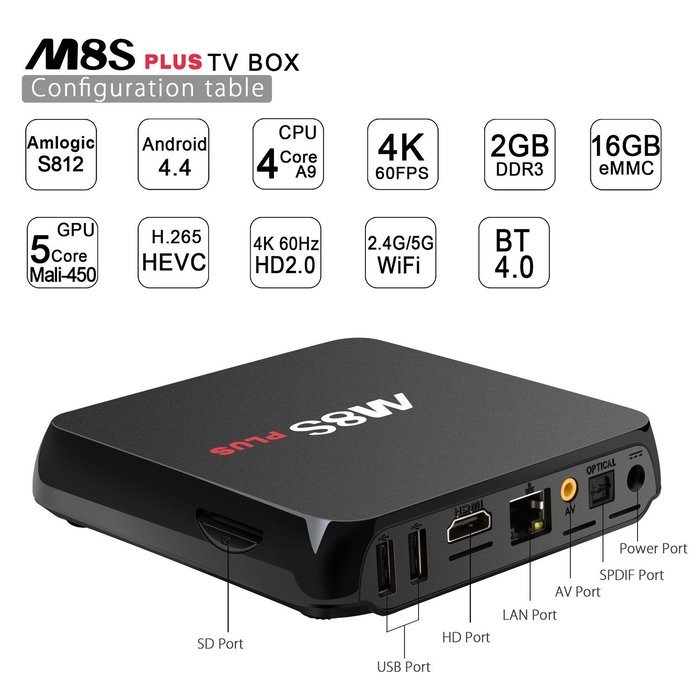 TICTID M8S Plus Android Tv Box Amlogic S812 2G+16G Emmc Quad Core AP6330( More stable than 4335) with Dual WIFI... N3