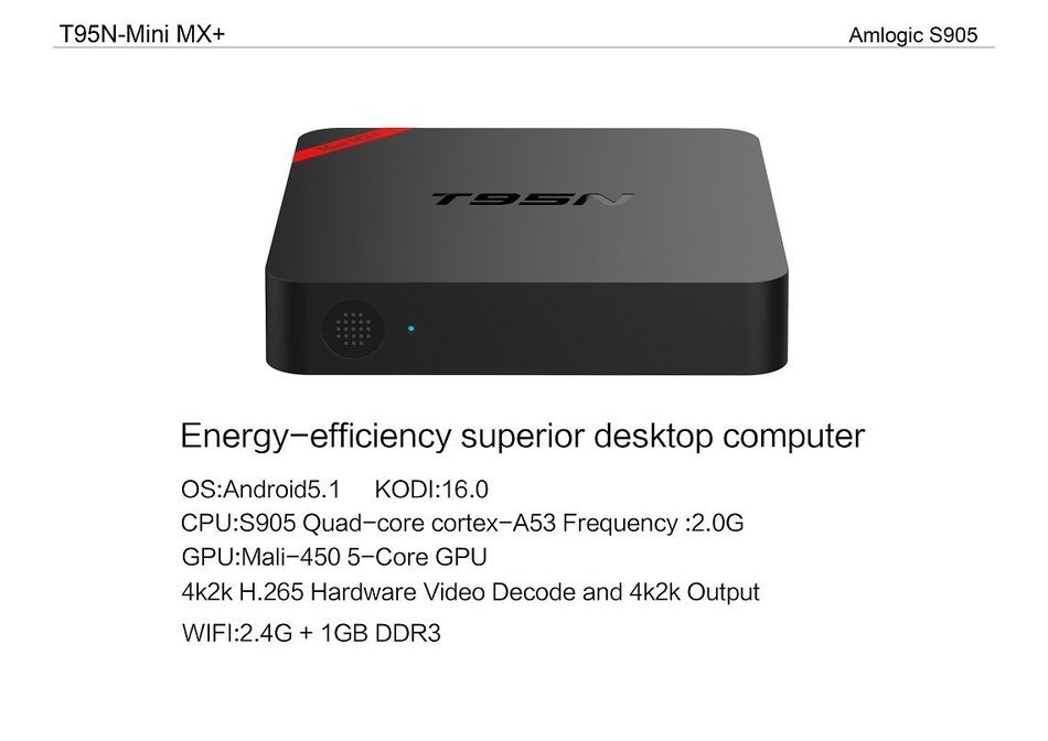 Easytone T95N Mini M8S Pro Kodi 16.0 Amlogic S905 Android 5.1 TV Box 4K Streaming Media Player 2GB/8GB with WiFi... N17