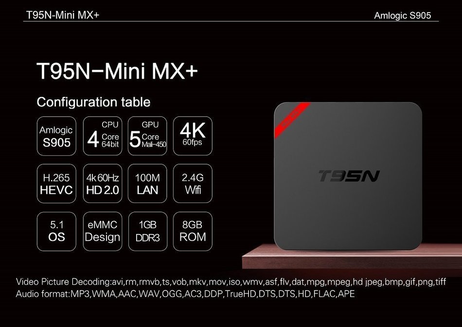 Easytone T95N Mini M8S Pro Kodi 16.0 Amlogic S905 Android 5.1 TV Box 4K Streaming Media Player 2GB/8GB with WiFi... N21