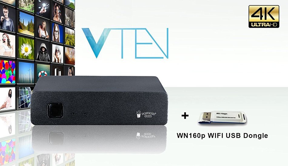 Popcorn Hour VTEN 4Kx2K UHD Network Media Jukebox (USA Edition) plus WN-160P Wifi Dongle