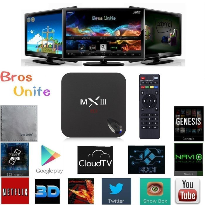 Bros Unite MX3 MXIII Amlogic S812 Android TV Box Quad Core with 2G 8G 2.4/5GHz Dual Wifi Bluetooth 4.0 HDMI DLNA...