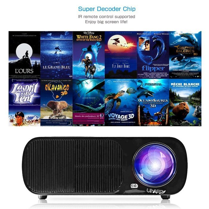 UhAPPy U - 20 LCD Video Projector, 2600 Lumens Home Cinema 5.0 Inch LCD TFT Display 1080P HD 3D (Black) N4