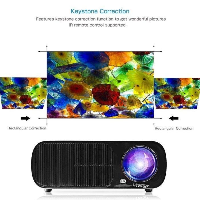 UhAPPy U - 20 LCD Video Projector, 2600 Lumens Home Cinema 5.0 Inch LCD TFT Display 1080P HD 3D (Black) N5