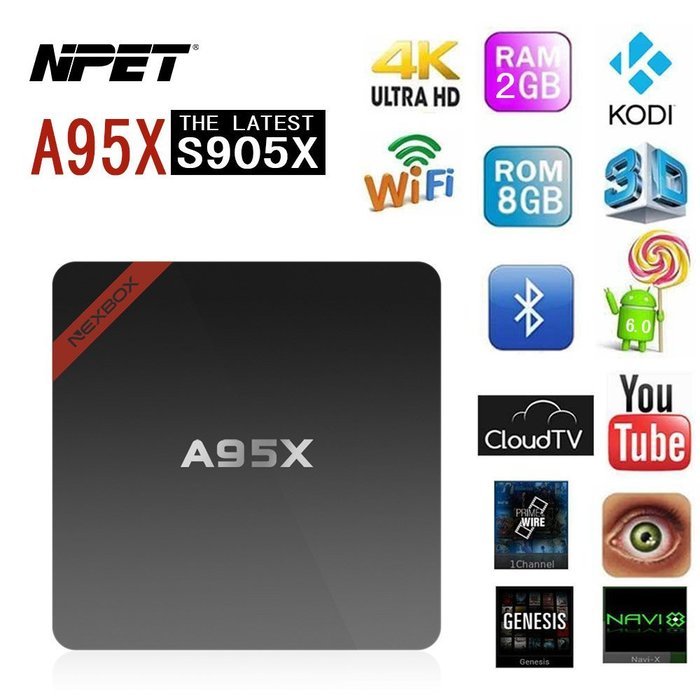 NPET NEXBOX A95X Android 6.0 S905X TV Box 2GB/8GB