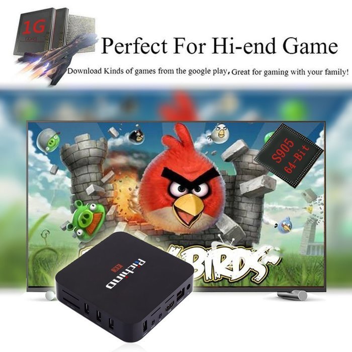 Richino Q2 Pro Android 5.1 TV Box (Amlogic S905 Kodi 16.0 Quad Core 1GB/8GB Wifi, 1080P, 4K Smart Media Player) N4