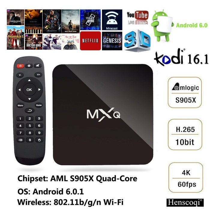 Henscoqi MXQ PRO 4K Android TV Box Amlogic S905 Android 5.1 Lollipop Streaming Media Player 1G+8G Memory 1000M... N9