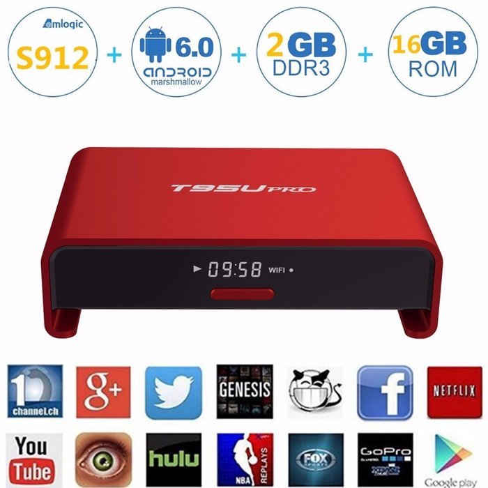 M.Way Aluminum 4K Android 6.0 TV Box S912 Octa Core 2GB RAM 16GB Flash Dual Band Wifi 2.4GHz 5GHz Bluetooth 4.0...