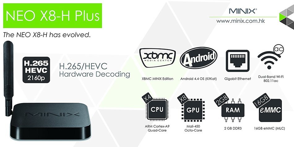 Minix X8H+ (X8H Plus) Smart TV Box Mini PC & Media Streaming Player; Amlogic S812-H Quad-Core CPU; Android 4.4.2... N7