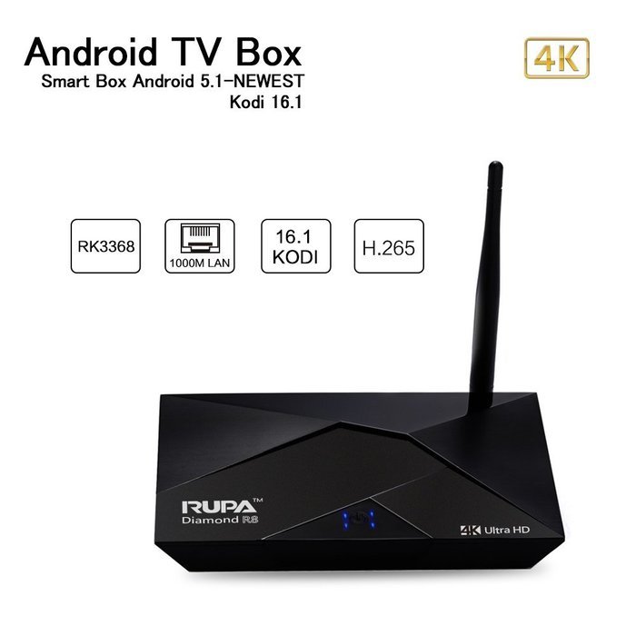 RUPA Diamond R8 Dongle Android 5.1 TV Box RK3368 Octa Core 2G+16G A53 4K Lollipop 2.4/5G Wifi BT KODI 16.1 Fully... N4