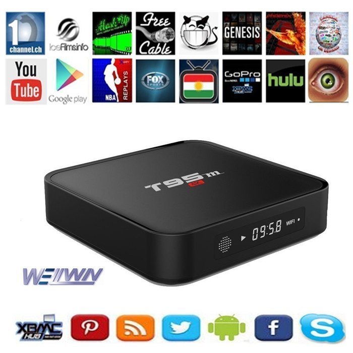 T95m Tv Box Android 6.0 Amlogic S905X Quad Core 1G/8G/4K Kodi 16.0 Wifi/Internet HD Fully Loaded