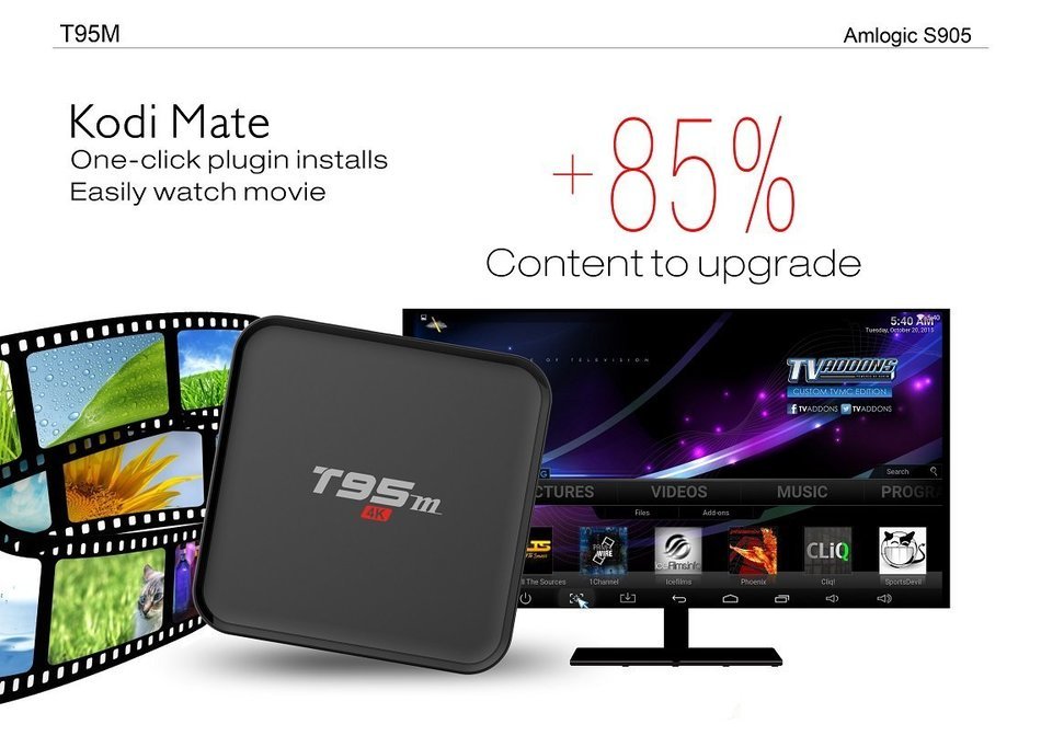 T95m Tv Box Android 6.0 Amlogic S905X Quad Core 1G/8G/4K Kodi 16.0 Wifi/Internet HD Fully Loaded N6