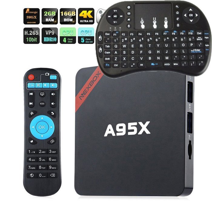 Nexbox A95X - Android 6.0 - Google VP9 TV Box Amlogic S905X Quad Core - 3D 4K HD Support - Built in Dual Band...