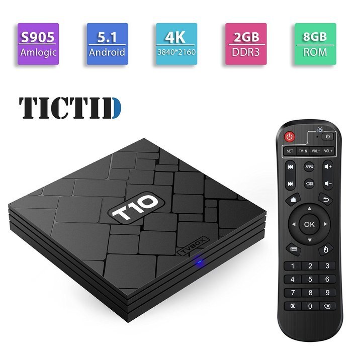 TICTID T10 Android TV Box 4K [2G DDR3/8GB Flash] Amlogic S905 Chipest Quad Core-Android 5.1 Lollipop OS with Kodi...