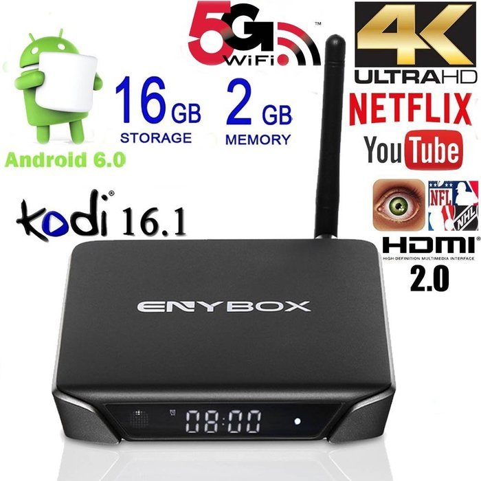 Febite Android 6.0 TV BOX 2G/16G Kodi 16.1 4K Fully Loaded Add-ons Preinstalled Amlogic S905X ENYBOX Dual 2.4G...