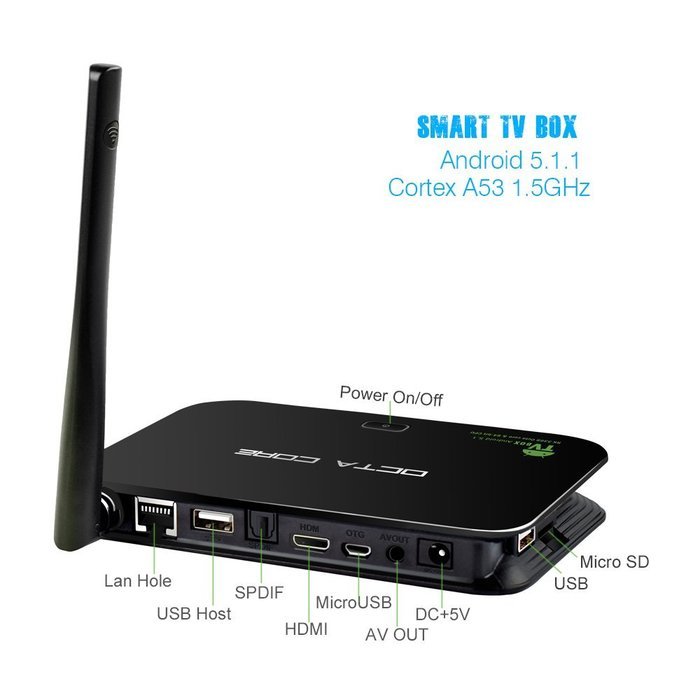 Yuntab Z4 Android 5.1 Streaming Media Player Octa Core 2GB/16GB, 64 bits HDMI 2.0/ H.265/ 4K with 2.5G/5G with... N2