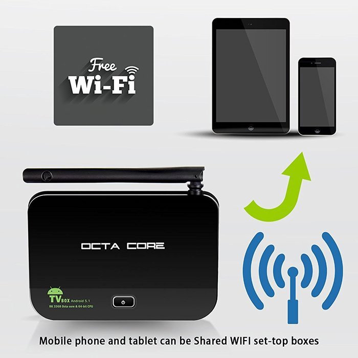 Yuntab Z4 Android 5.1 Streaming Media Player Octa Core 2GB/16GB, 64 bits HDMI 2.0/ H.265/ 4K with 2.5G/5G with... N5