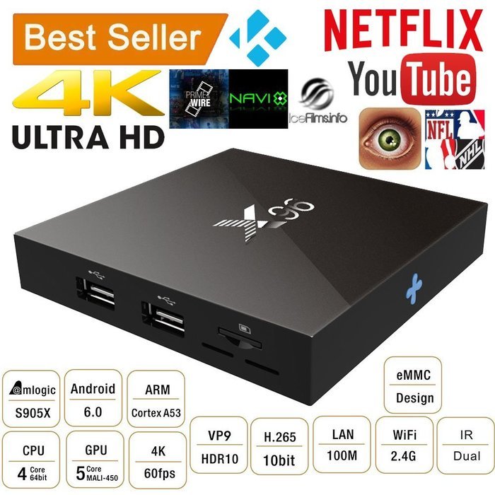 BAIVON X96 Android 6.0 Marshmallow 4K TV Box,Kodi 16.1 Amlogic S905X Quad Core ARM Cortex A53 2.0GHz 64bit UltraHD...