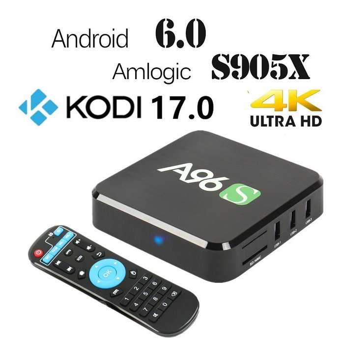 2017 Latest Model WIIKEE A96S Amlogic S905X Quad Core Android TV Box with KODI 17.0 Fully Loaded and Android 6.0...