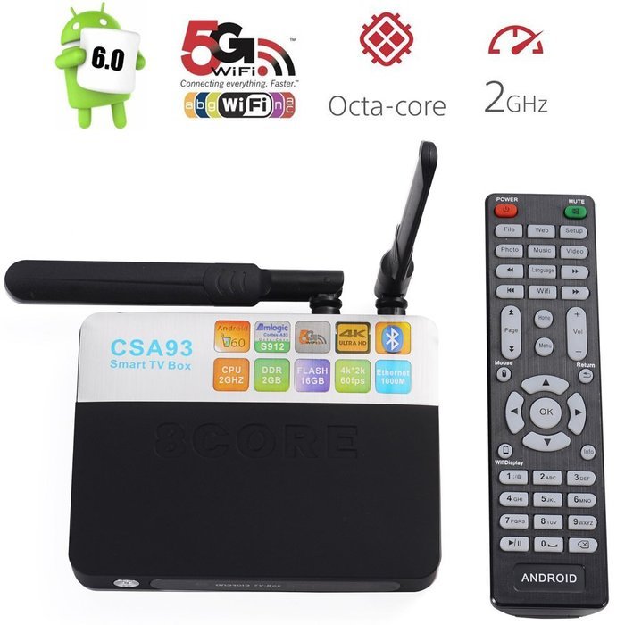 Epteam Android 6.0 Amlogic S912 Octa-Core [2G DDR3/16G] Kodi 17.0 Dual Wifi 2.4G/5G H.265 Ethernet 100M/1000M...