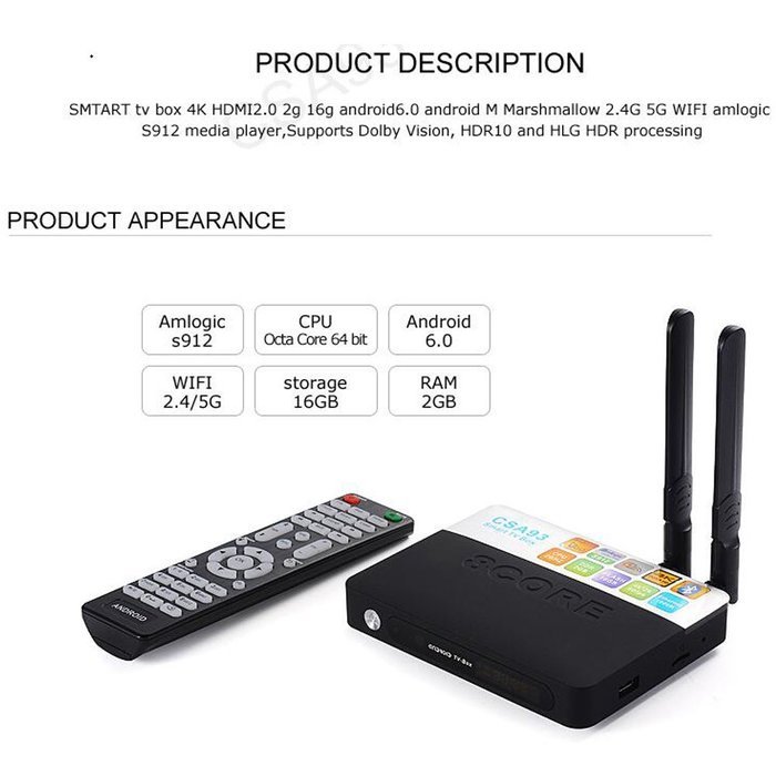 Epteam Android 6.0 Amlogic S912 Octa-Core [2G DDR3/16G] Kodi 17.0 Dual Wifi 2.4G/5G H.265 Ethernet 100M/1000M... N2