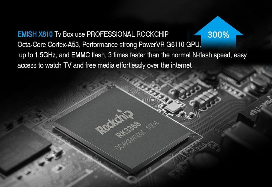 New EMISH 4K Octa Core RockChip 3368 64Bit 16G Flash DDRIII 2GB Android 5.1 Smart TV Box, Game Player with KODI... N4