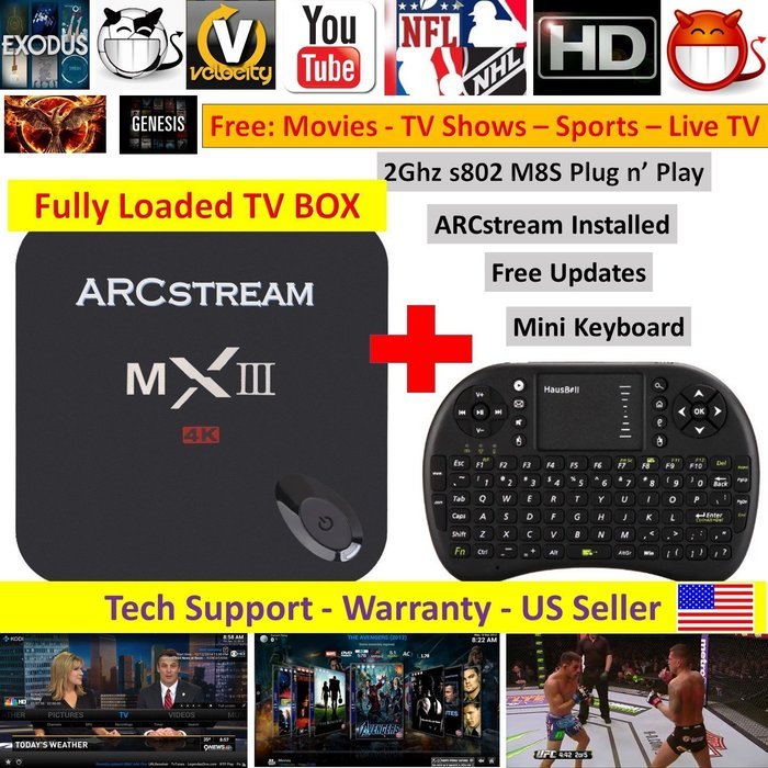 ARCstream 2016 NEW MX3 plus Mini Wireless Mouse/keyboard - Quad-Core TV Box XBMC KODI "Fully Loaded" IPTV 2.0GHz...
