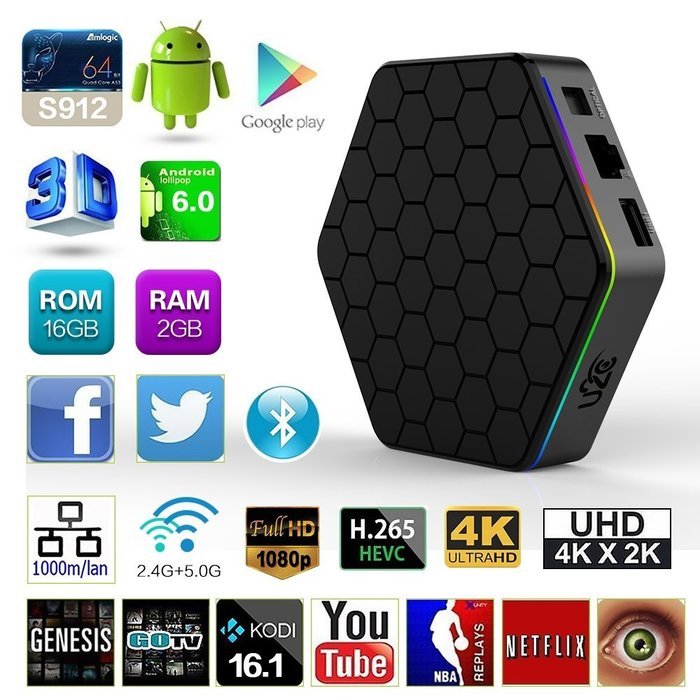 U2C&reg; T95X Mini Android 6.0 TV Box Kodi 16.1 Ultra HD 4K Amlogic S905X Quad Core Fully Loaded 3D WiFi 1G 8G Google... N12