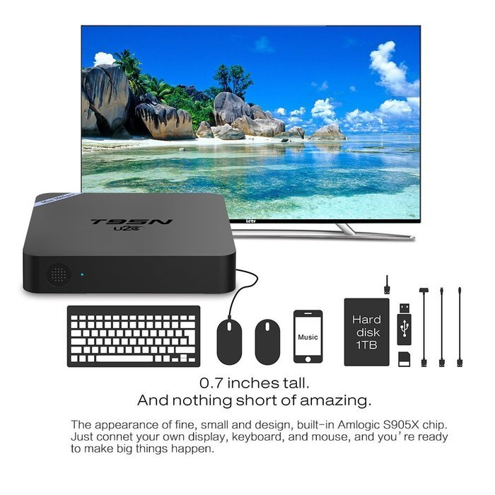 U2C&reg; T95X Mini Android 6.0 TV Box Kodi 16.1 Ultra HD 4K Amlogic S905X Quad Core Fully Loaded 3D WiFi 1G 8G Google... N24