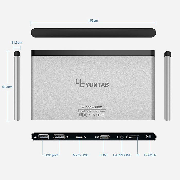 Yuntab GB01 Wintel Mini PC Box Atom Processor Z3735F Quad-core CPU with Windows 10 Ram 2GB EMMC 64GB Bluetooth... N4