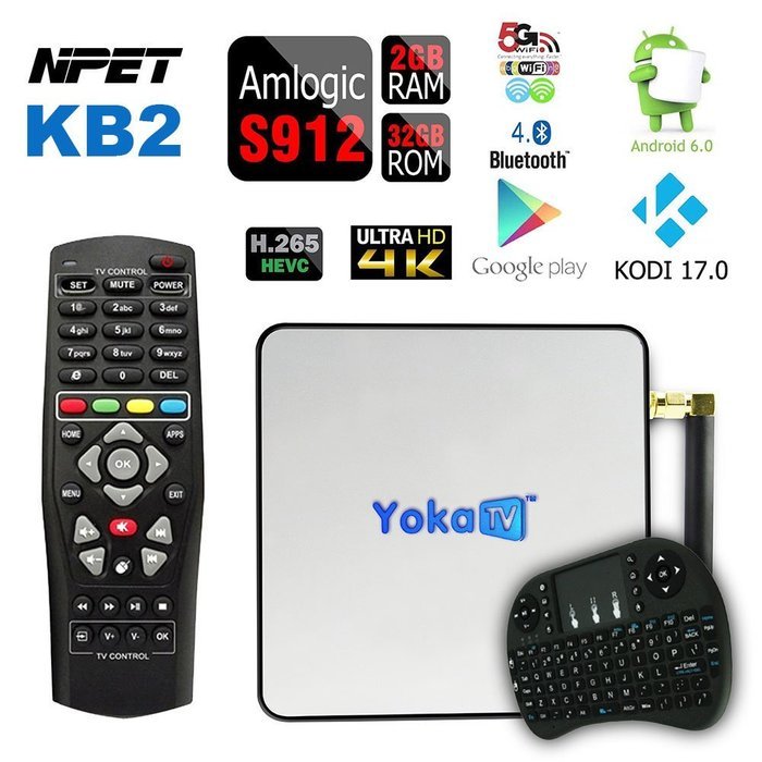 NPET KB2 S912 Android 6.0 Marshmallow TV Box Octa core 2GB 32GB Streaming Media Player Kodi 17.0 1000M Ethernet...