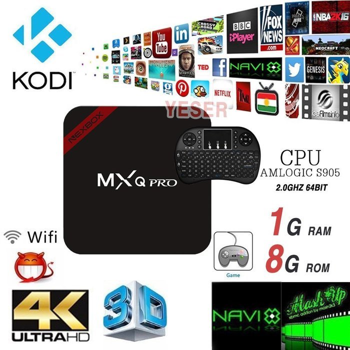 YESER MXQ PRO NEXBOX Android TV Box + Mini Gaming Keyboard Amlogic S905 Quad-core Support HDMI 4K2K H.265 3D Video...