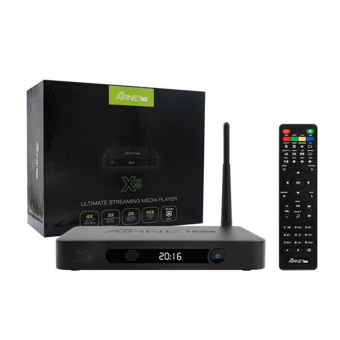 AirNet TV X9 Android TV Box - Fully Loaded Kodi with AirNet TV Updater App 2g/16g/ 4K UHD N3