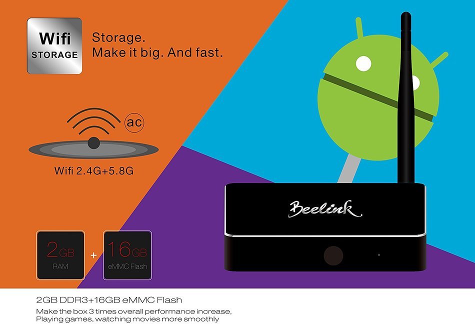 Beelink R68 Meta Android 5.1 Lollipop 4K*2K TV Box KODI Rockchip RK3368 Octa Core 2G/16G AC WIFI LAN BT 4.0 HDMI... N6