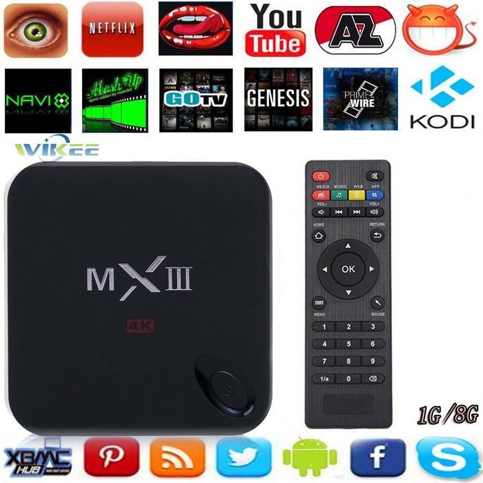 [2016 new arrivals] WIIKEE MX3 MXIII KODI Android 4.4 Amlogic S812 Quad Core 1G/8G XBMC Streaming Media Player...