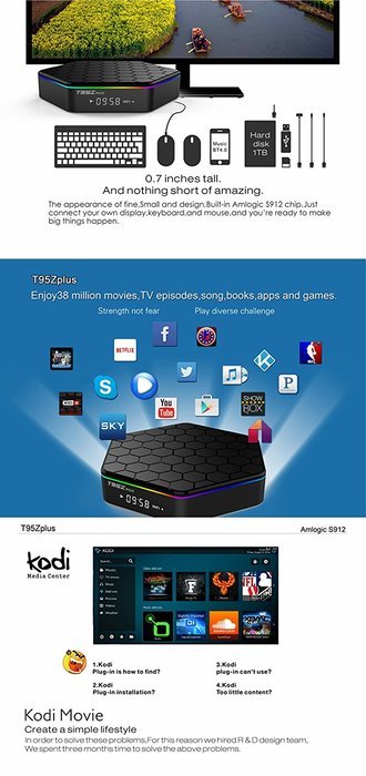 Miroha T95Z plus S912 Octa-core CPU Android 6.0 TV Box 2GB Ram+16GB Rom WIFI 2.4G/5.0G Bluetooth Pre-installed... N7