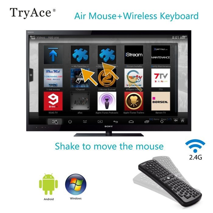 TryAce&reg; 2.4G Portable Mini Wireless Remote Keyboard Mouse PC HTPC IPTV Smart TV and Android TV Box Media Player... N14