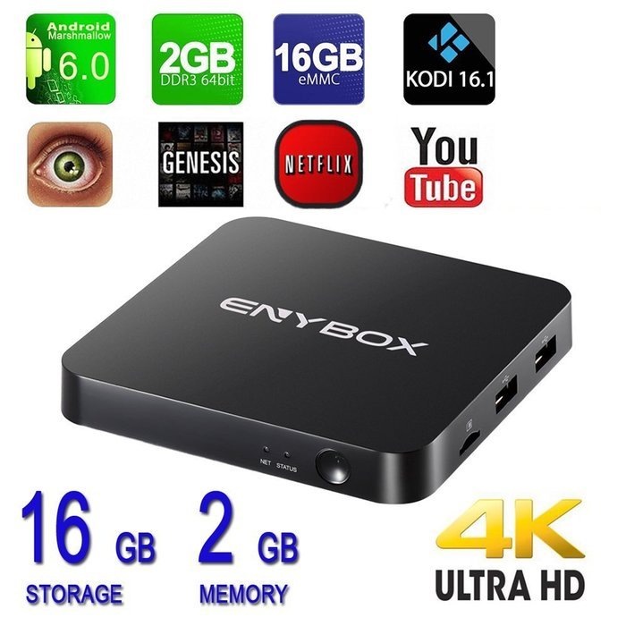 2GB/16GB ENYBOX X3 Android 6.0 Amlogic S905X Quad Core Android TV box KODI 16.1 Pre-installed Bluetooth 4.0 Streaming...