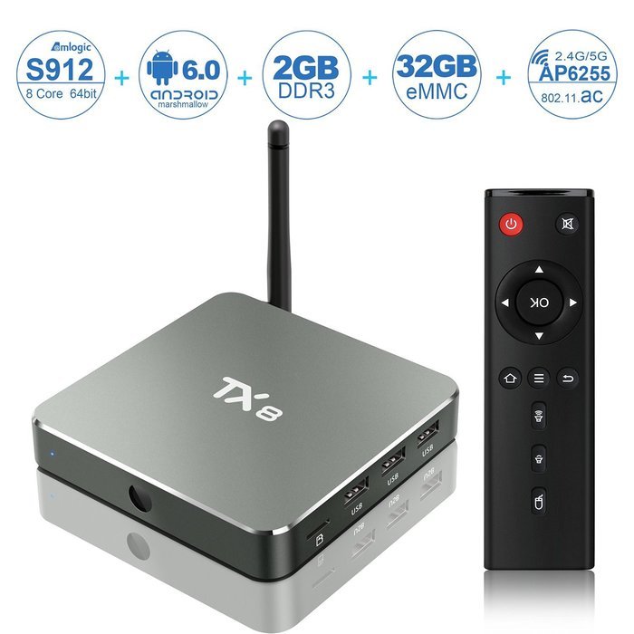 NinkBox TX8 Amlogic S912 Octa core [2G DDR3/32G eMMC] Android 6.0 Marshmallow 4K TV Box with Dual Band 2.4G/5G...