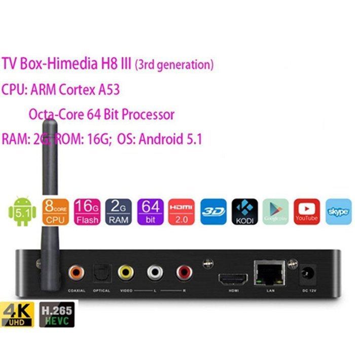 HiMedia H8 Kodi TV Box Android 5.1 Smart Mini PC Lollipop Streaming Media Player 64bit Octa-Core 2GB Ram 16GB... N2