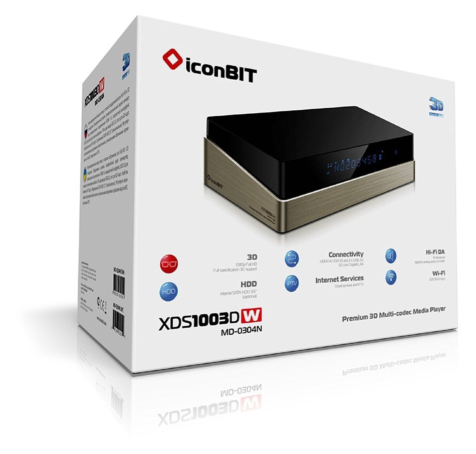 iconBIT XDS1003DW 3D Network Media Player 1080p - Realtek 1186DD, USB 3.0, Gigabit LAN, HDMI 1.4, built-in Wi-Fi... N6