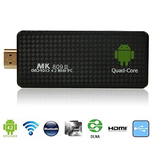 MK809III Android 4.2 Quad Core 8GB Mini PC TV Box Player Black (US Standard Charger)