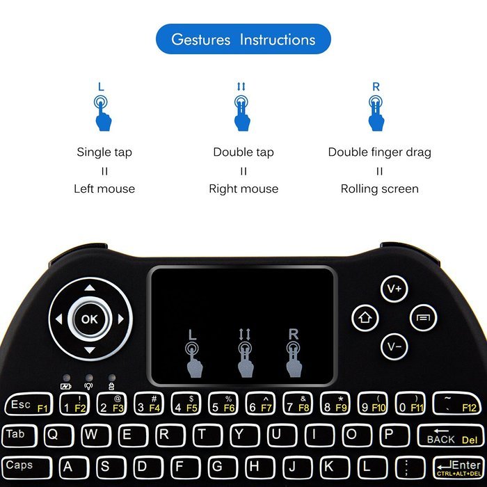 (Updated With Backlit)LYNEC 2.4Ghz Wireless Mini Touchpad Keyboard with Mouse Touchpad for PC, Pad, Xbox 360,... N3