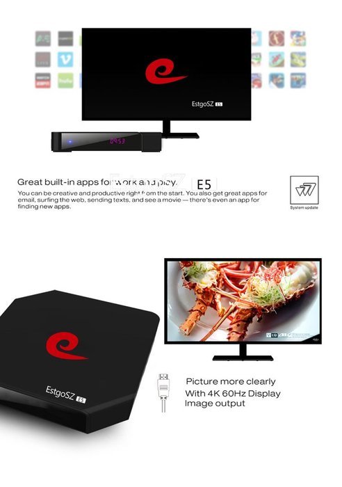 E5 TV Box RK3229 Quad Core A7 Android 5.1 RAM 2G Flash 8G Streaming Media Player with Free Mini I8s Keyboard,... N6
