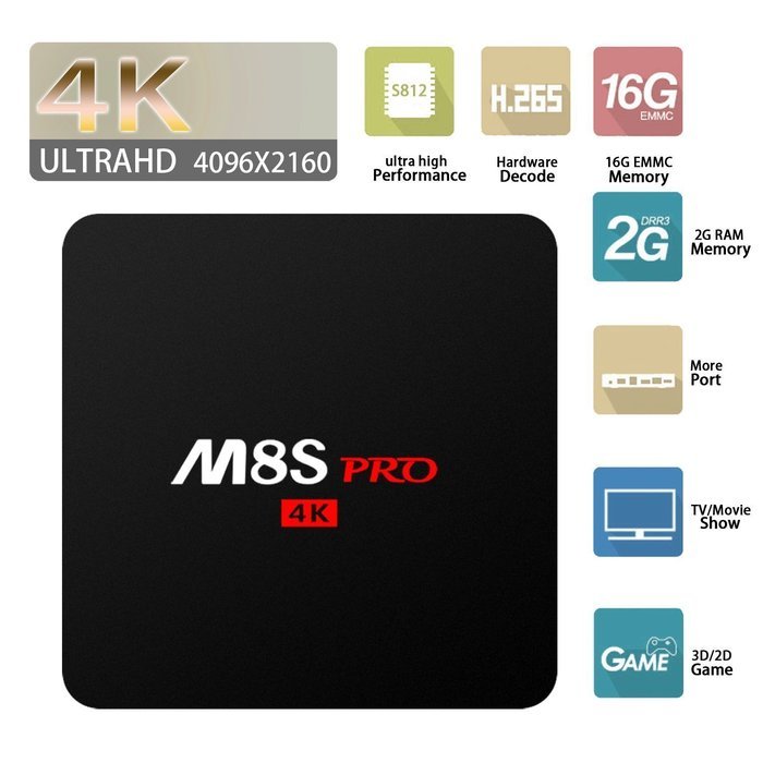 BIGFOX M8S S812 Quad Core Full Loaded Android 4.4 TV Box Mini TV Stick 4K 2G 16G Bluetooth 4.0 Media Player