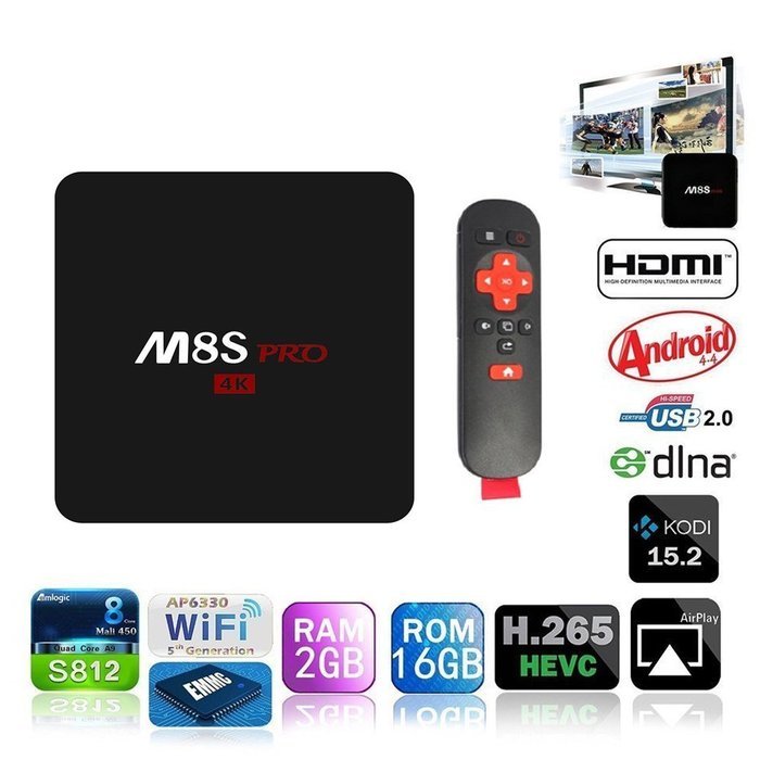 BIGFOX M8S S812 Quad Core Full Loaded Android 4.4 TV Box Mini TV Stick 4K 2G 16G Bluetooth 4.0 Media Player N3
